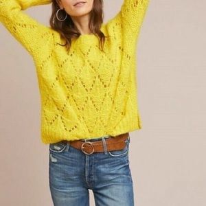Yellow Sleeping on Snow knit sweater SIZE MEDIUM